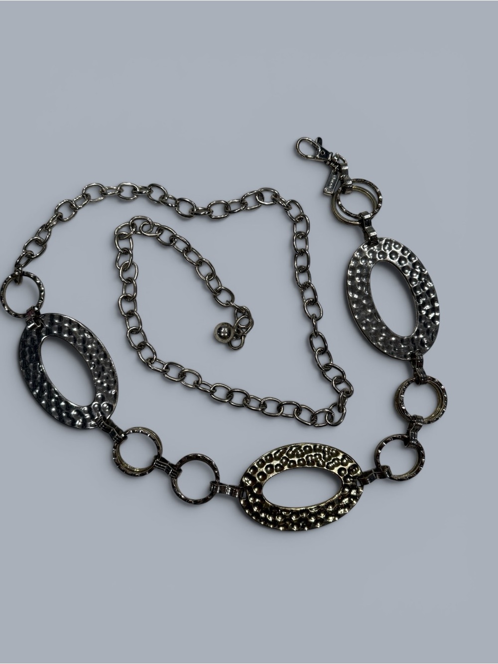 Women’s Belt Hammered Silver & Gold Tone Adjustable Chain 50 in by Chicos - Picture 3 of 10